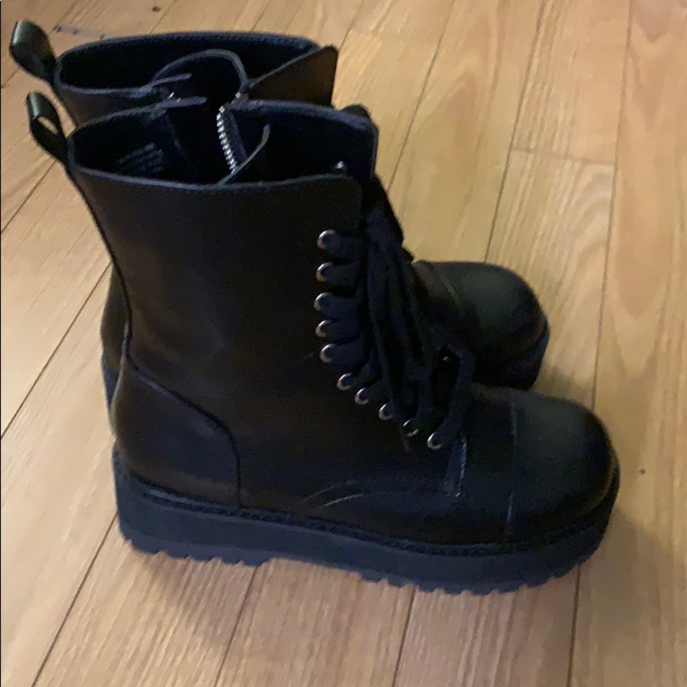 Platform vegan leather combat boots